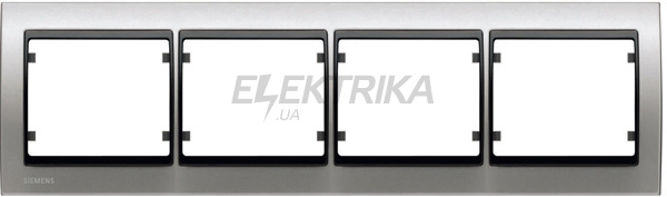 Рамка 4 пост Siemens Mega алюміній пласт. вставка чорний коссо (S22004 AG)