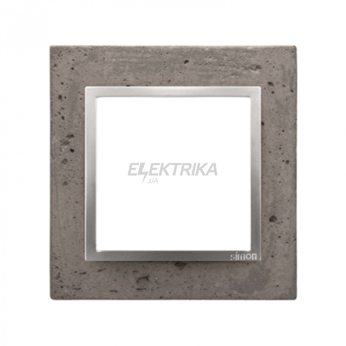 Рамка одинарна Simon 54 Nature, бетон темний, вставка срібло (DRN1/96)