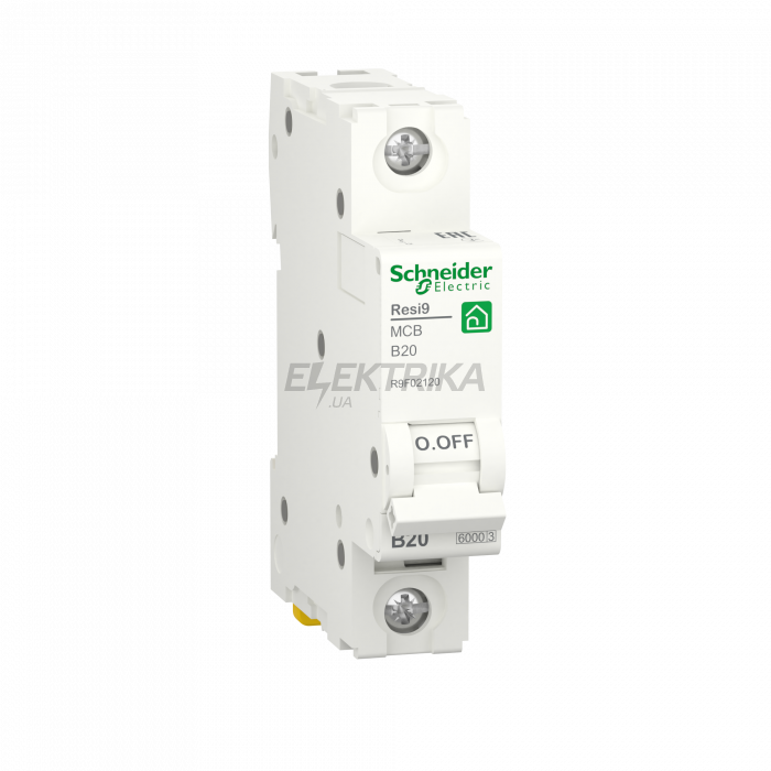 Автоматичний вимикач Schneider Electric RESI9 6kA 1P 20A R9F02120