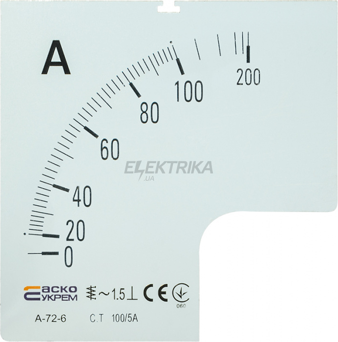 Шкала для амперметра А-72-6 АСКО-УКРЕМ 100/5А (A0190010069)