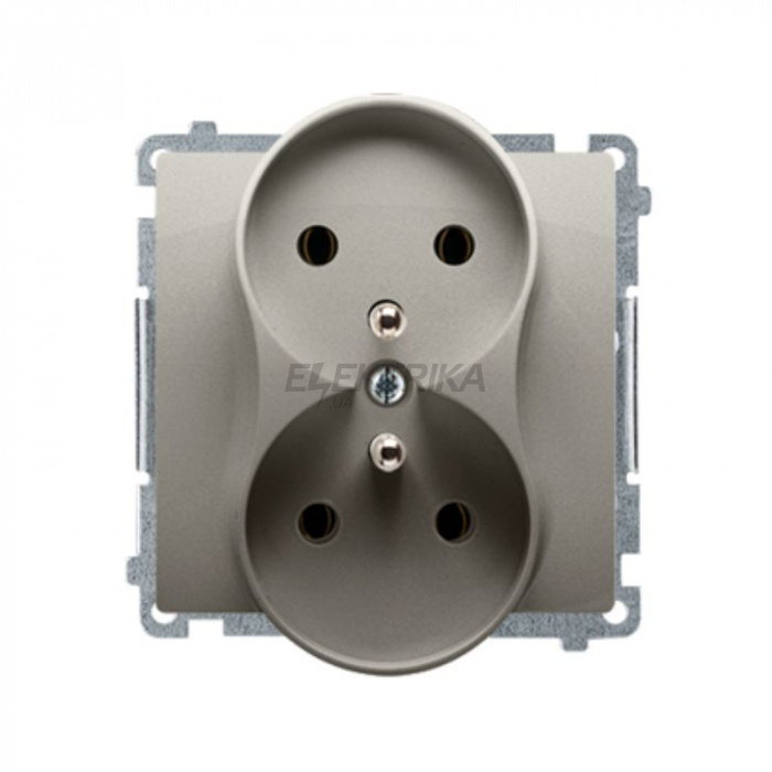 Розетка подвійна Simon Basic із заземленням French, модуль, сатин (BMGZ2M.01/29)