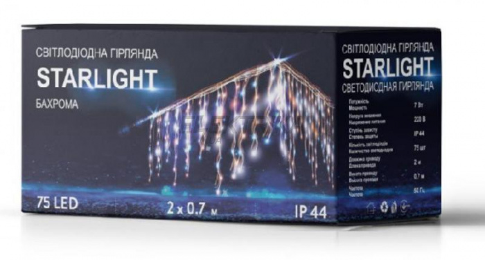 Гірлянда вулична STARLIGHT бахрома білий 75LED IP44 прозорий 2x0,7м (000057268)
