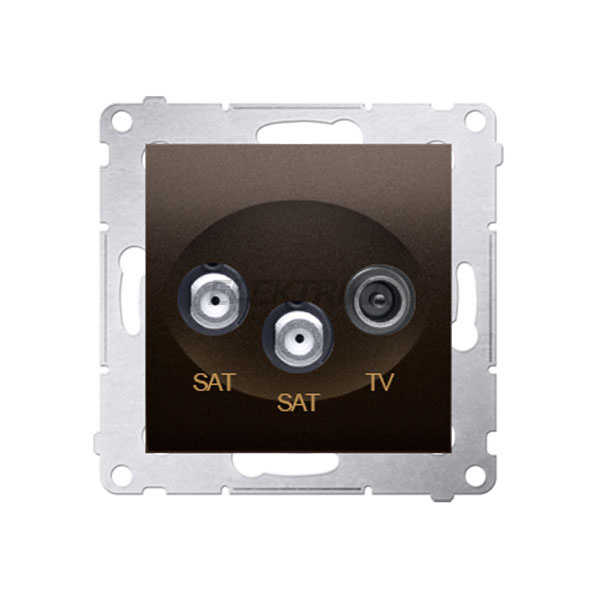 Розетка SAT-SAT-RTV кінцева подвійна Simon 54, бронзовий матовий