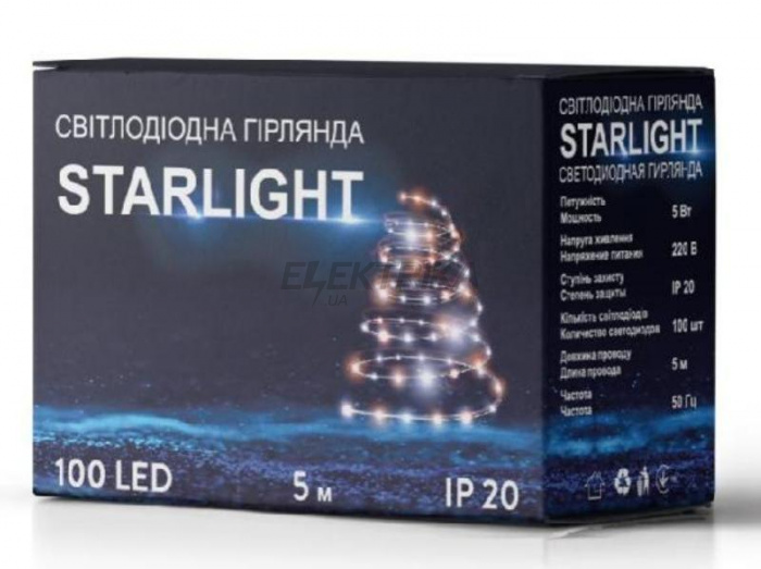 Гірлянда STARLIGHT лінійна мульти 100LED IP20 чорний 5м (000057283)