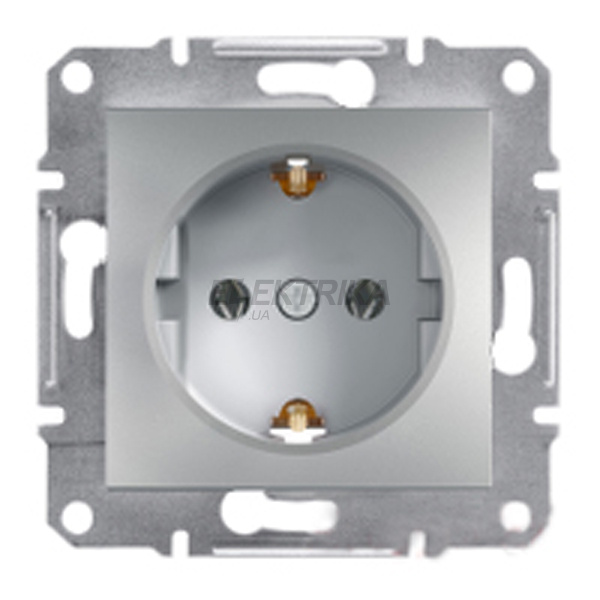 Розетка Schneider Electric Asfora із заземленням алюміній (EPH2900161)