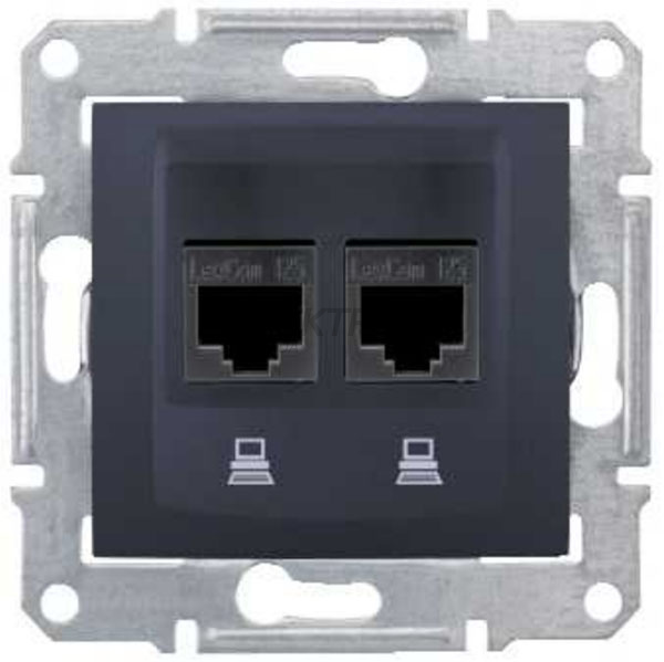 Розетка комп'ютерна подвійна RJ45 кат.5е Schneider Electric Sedna графіт (SDN4400170)