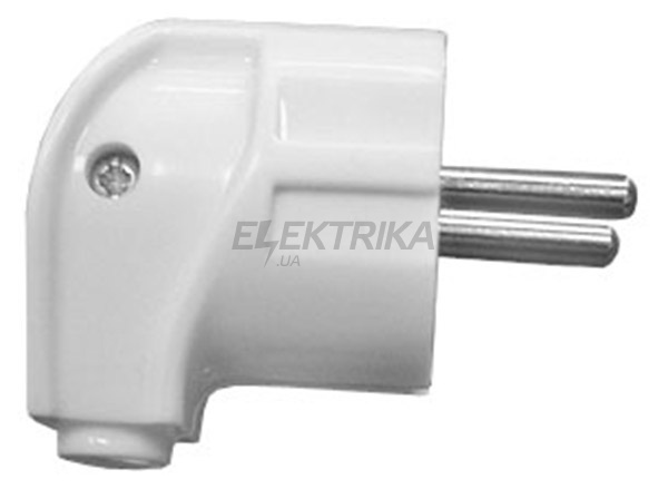 Вилка кутова 2к.+заземл. PAS-E білий 41-0012