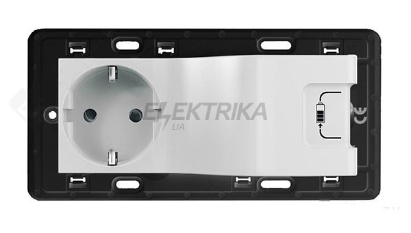 Розетка комбінована 2К+З 16А 250В/ USB для заряджання, білий, Valena LIFE/ALLURE
