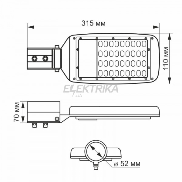 LED ліхтар вуличний VIDEX (поворотний) 30W 5000K Сірий (VL-SLe13-305G)