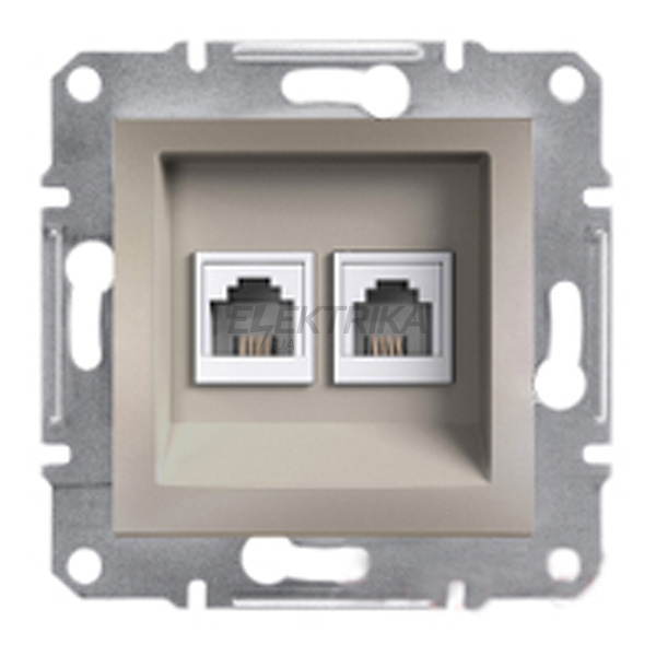 Розетка телефонна подвійна RJ11 Schneider Electric Asfora бронза (EPH4200169)