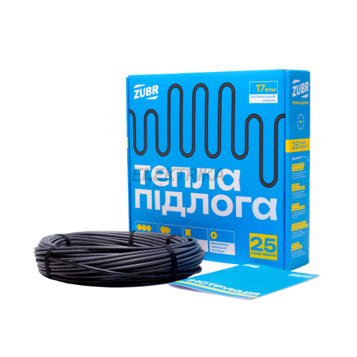 Нагрівальний двожильний кабель ZUBR DC Cable 17/140 Вт 8м.