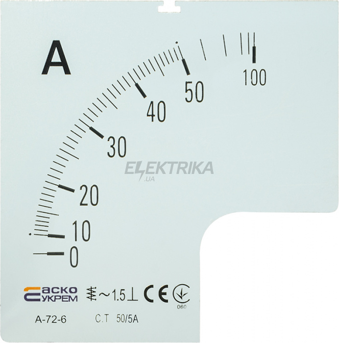 Шкала для амперметра А-72-6 АСКО-УКРЕМ 50/5А (A0190010068)