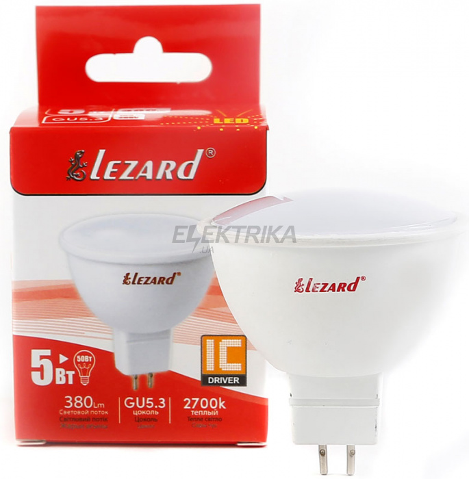 Лампа світлодіодна Lezard MR 16 5W GU5.3 2700K (427-MR16-05)