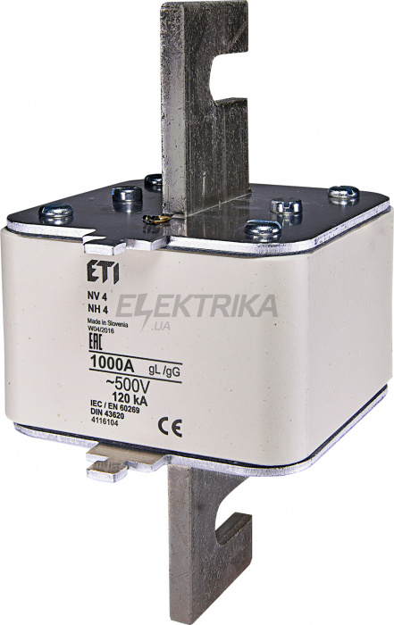 Плавка вставка запобіжник ETI NH4 gG 1000A/500V 004116104