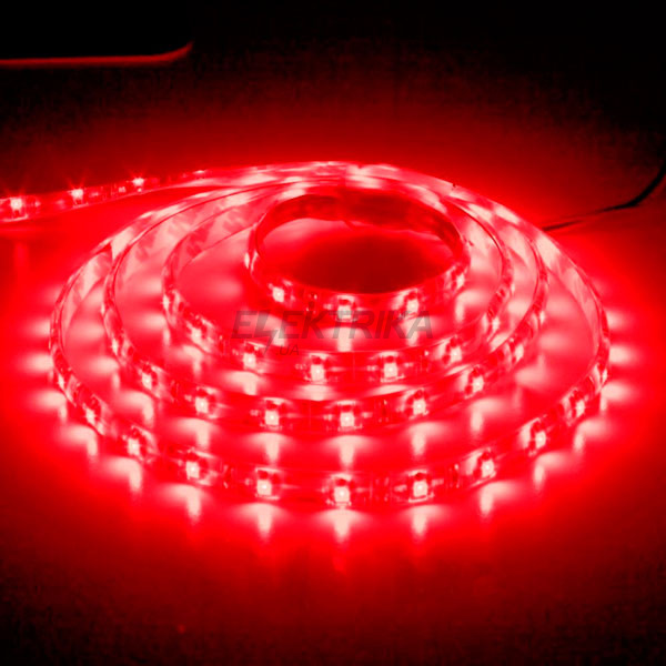 Стрічка світлодіодна LS603/ SANAN LED-RL 60SMD/m 4.8W/m 12V 5m-8-0.22mm червоний на білому