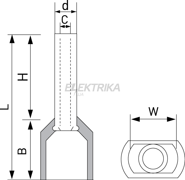 Ізольований наконечник e.terminal.stand.te.2.1.5.yellow (TE1508 yellow) 2x1,5 мм², жовтий