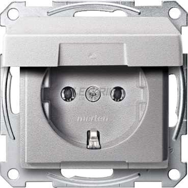Механізм розетки SCHUKO з кришкою IP44, алюміній