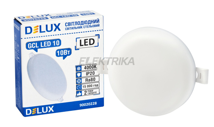 Світильник світлодіод. DELUX GCL LED 10 4000К 10Вт 230В ROUND (90020228)