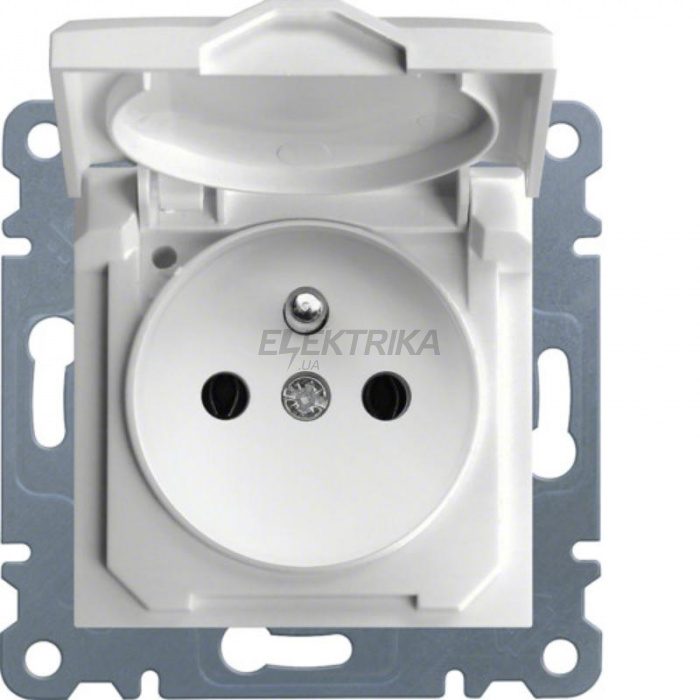 Розетка із з/к із кришкою Lumina2 Hager біла 16А/230В (WL1150)