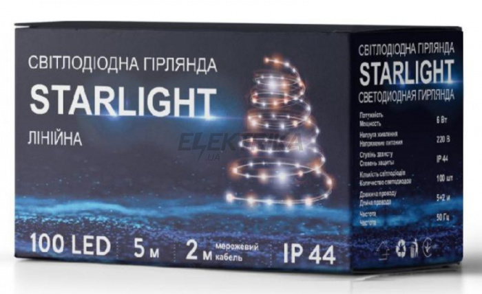 Гірлянда вулична STARLIGHT лінійна теплий білий 100LED IP44 чорний 5м (000057277)