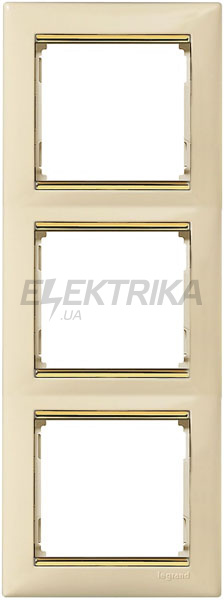 Рамка вертикальна, слонова кістка/золотий штрих, 3-постова, Valena