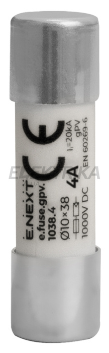 Запобіжник плавкий e.fuse.gpv.1038.4, 10x38, gPV, 4A, 1000VDC, 20kA (i0610112)