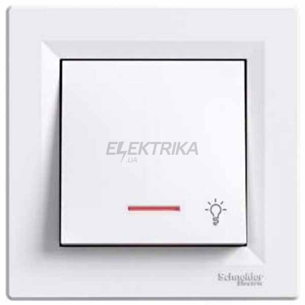 Вимикач "Світло" кнопковий Schneider Electric Asfora з підсвічуванням білий (EPH1800121)