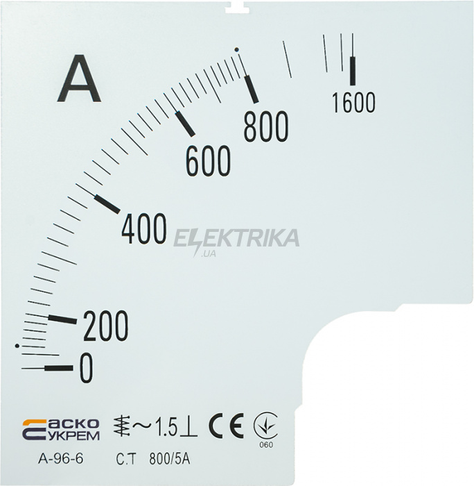 Шкала для амперметра А-96-6 АСКО-УКРЕМ 800/5А (A0190010088)