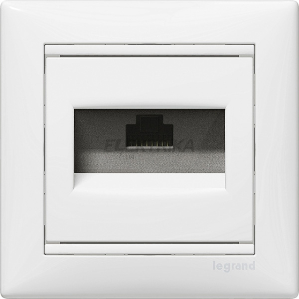 Телефонна розетка RJ 45-ISDN/інтернет-8 контактів, із захватами, білий, Valena