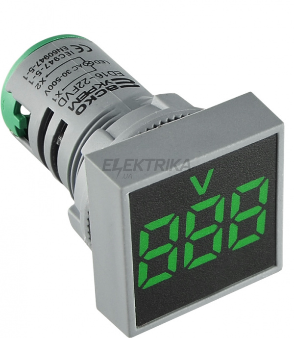 Вольтметр цифровий АСКО-УКРЕМ ED16-22 FVD 30-500В АС зелений (A0190010034)