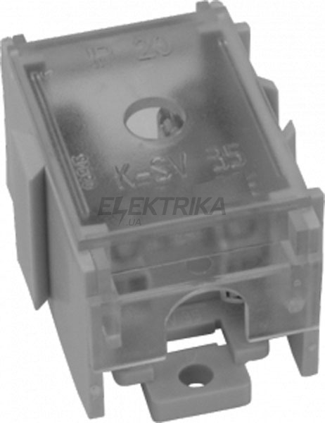 Клемна колодка прохідна e.tc.main.brass.35k, 1х35 мм.кв./4х6 мм.кв., латунний контакт, з кришкою