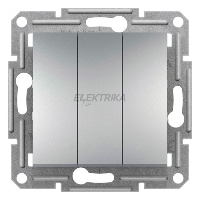 Вимикач триклавішний Schneider Electric Asfora алюміній (EPH2100161)