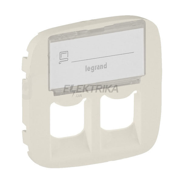 Панель лицьова розетки RJ11+RJ45 з тримачем маркування, слонова кістка, Valena ALLURE