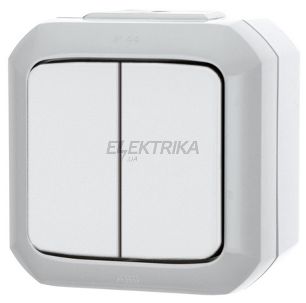 Вимикач 2-клавішний, IP54, білий, Variant+, Elektro-Praga