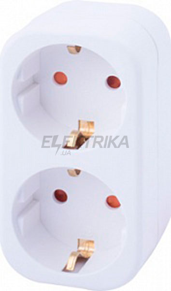 Колодка e.socket.002.16.3 побутової, 2 гнізда, 2P+PE, 16А, із заземленням