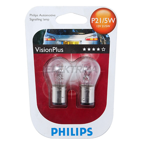 Автомобільна лампа P21/5W 12В 21/5Вт BAY15D VISIONPLUS (блістер - 2 шт.)