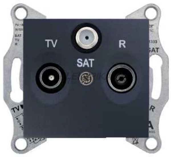 Розетка TV/R/SAT прохідна (4/10/3дБ) Schneider Electric Sedna графіт (SDN3501470)