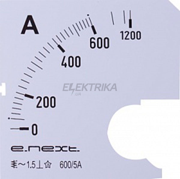 Шкала для амперметра щитового e.meter72.a600.scale АС 600А 72х72мм