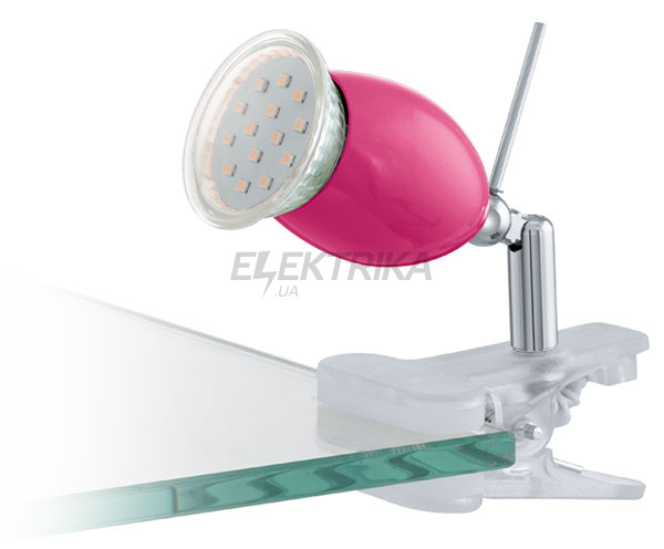 Настільна лампа 1х2,5Вт GU10, хром, рожевий, 92908