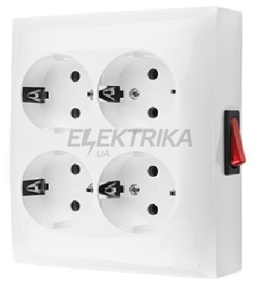 Розетка четверна AQUACLICK IP20 з вимикачем, білий (ACGSZN4W1/11)