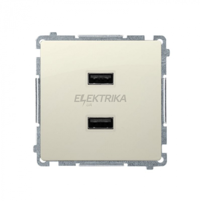 Розетка подвійна Simon Basic USB зарядка 2.1А бежева (BMC2USB.01/12)