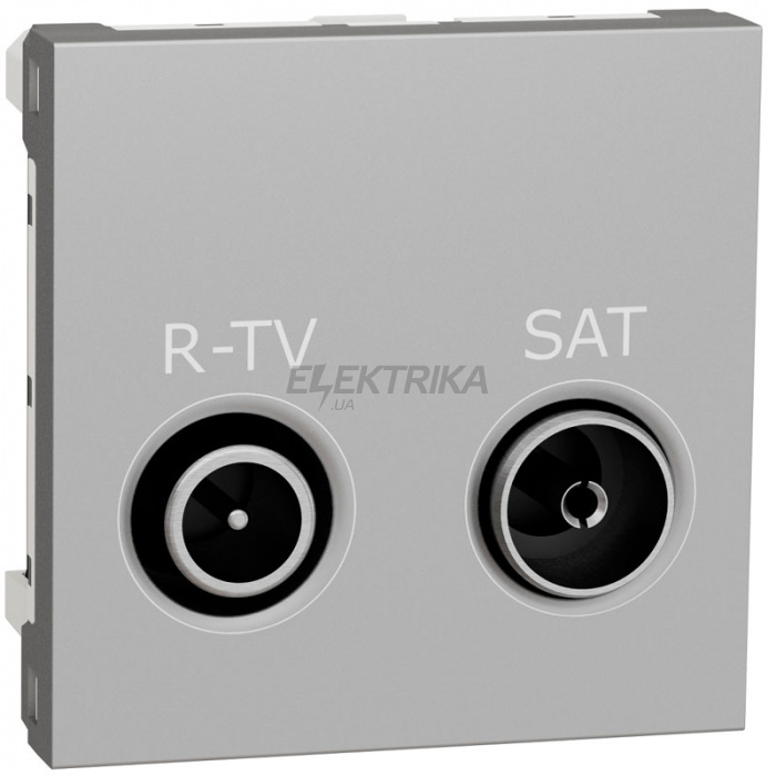 Розетка R-TV SAT одинарна Schneider Unica New 2 модуля алюмінію (NU345430)