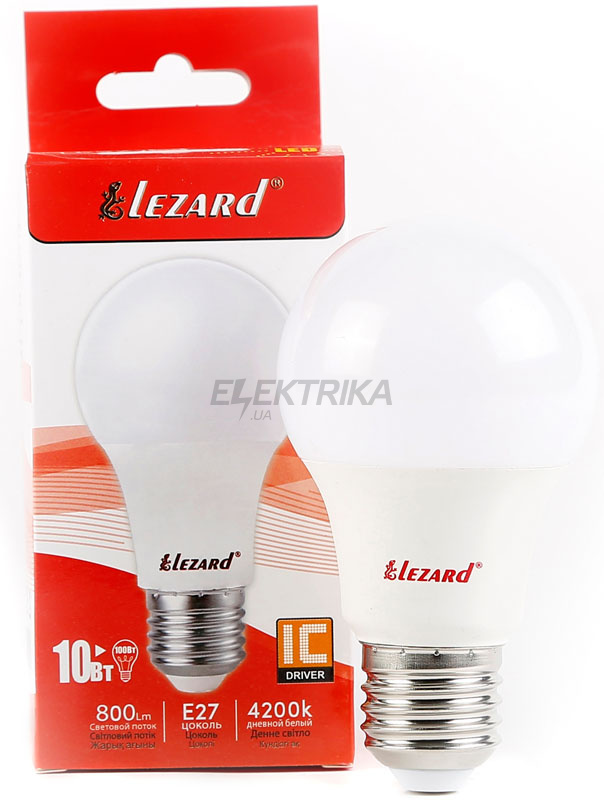 Лампа світлодіодна Lezard A60 10W 4200K E27 220V (442-A60-2710)