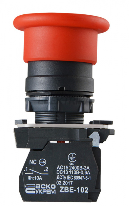 Кнопка "грибок" "Стоп" АСКО-УКРЕМ TB5-AC42 (d 40 мм) червоний (A0140010168)