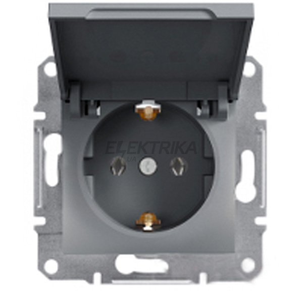 Розетка Schneider Electric Asfora із заземленням, кришка сталь (EPH3100162)