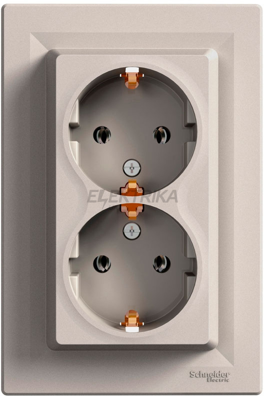 Розетка подвійна Schneider Electric Asfora із заземленням бронза (EPH9900169)