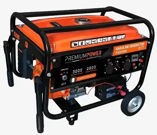 Генератор бензиновий Premium Power P3000WE, 3.0 кВт (P3000WE)