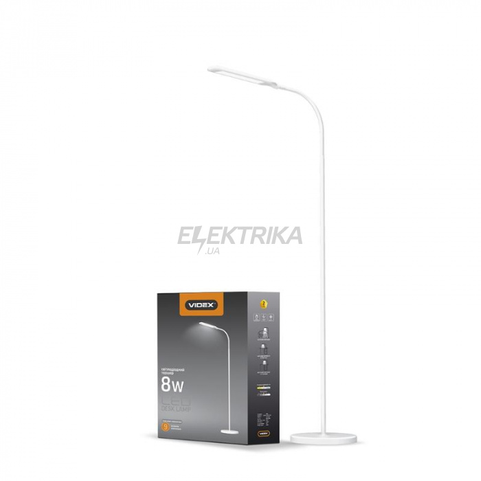 LED торшер білий VIDEX TF0702W 8W 3000-5500K (VL-TF0702W)