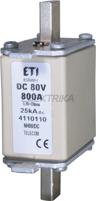 Плавка вставка запобіжник ETI NH00/K 630A/80V DC 004110104
