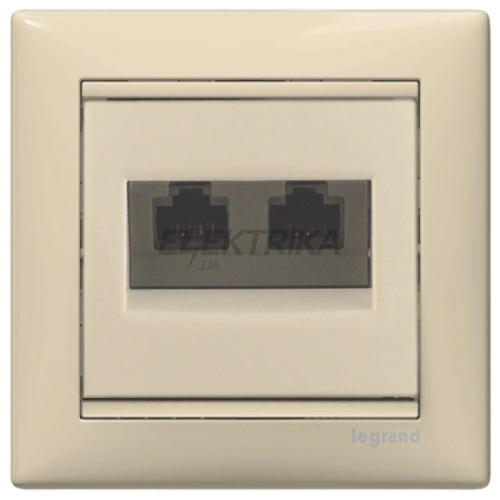 Інформаційна розетка кат.6, RJ 45 FTP, 2-виходи, без захоплень, слонова кістка, Valena